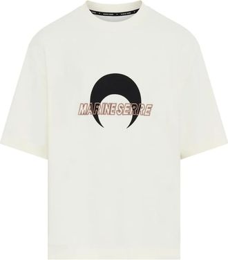 Marine Serre T-shirt girocollo con logo - Bianco
