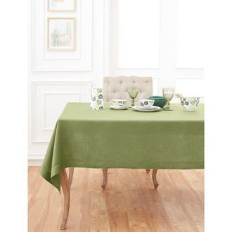 Solino Home Linen Tablecloth for Dining Table, Holiday and Everyday Table Decor - Classic Hemstitch in Moss Green at Nordstrom, Size X-Large