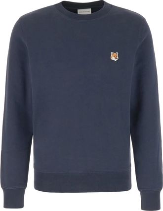 Maison Kitsun&eacute; Fox Head Patch Regular Sweatshirt - Heren - Sweatshirts - Blauw - XL - Katoen - Hoodies & sweatvesten