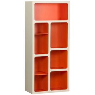 Sweeek Organic bookshelf with wood decor 8 compartments orange - Agatha