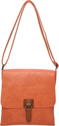 Generic Womens Vegan Leather Crossbody Bag, Satchel Bag, Flap Closure with Buckle (Orange)