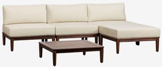 Sklum Conjunto De Sal&oacute;n Con Sof&aacute; Modular De 3 Piezas, Mesa De Centro Y Puff En Acacia Giulia Sklum