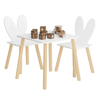 Woltu Woltu - Tavolino E Sedie Per Bambini. Tavolo Per Bambini Con 2 Sedie. Per Mangiare E Dipingere. Forma Di Coniglio. Per Cameretta. Asili Nidi. In Mdf E