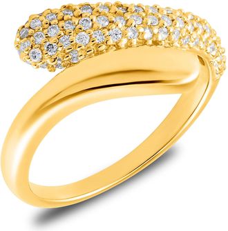 MAX + STONE 18K Gold Plated Bypass Vermeil Lab Grown Diamond Signet Ring
