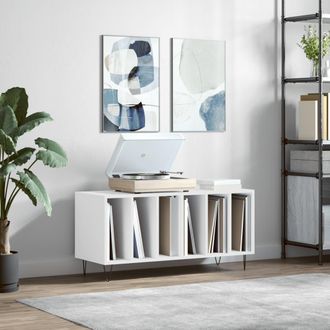 vidaXL Mueble Para Discos Madera Contrachapada Blanco 100x38x48 Cm Vidaxl