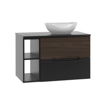Petits Meubles Mueble lavabo compartimiento estratificado Negro marr&oacute;n