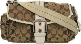 Coach Leather Canvas Shoulder Bag (Pre-Owned)