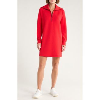Spanx AirEssentials Half Zip Minidress in Spanx Red at Nordstrom, Size X-Large