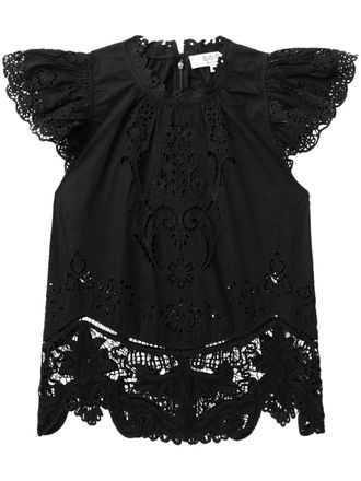 Sea New York Olga Floral-Print Cotton Blouse - L | Coggles