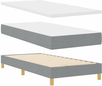 vidaXL Vidaxl - Cama Con Somier Y Colch&oacute;n Crema 90x200 Cm Fabric Gris Claro