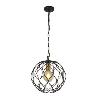 Searchlight Sospensione Industrial-nordico Finezza Acciaio Nero Oro 1 Luce E27