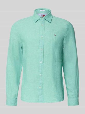 Tommy Jeans Regular Fit Freizeithemd aus Leinen-Baumwoll-Mix in Gruen, Gr&ouml;&szlig;e XXL
