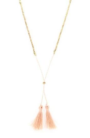 Olivia Welles Tassel Pendant Necklace in Gold /Peach at Nordstrom Rack