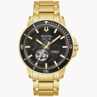 Bulova Marine Star Mens Gold Watch 97A174 Stainless Steel (archived) - One Size