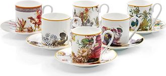 Roberto Cavalli 6pcs Coffee Cup & Saucer with Luxury Box in Flowers at Nordstrom