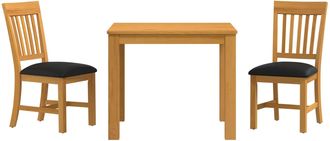 vidaXL Conjunto De Comedor 3 Uds. Negro Madera De Roble S&oacute;lido Vidaxl