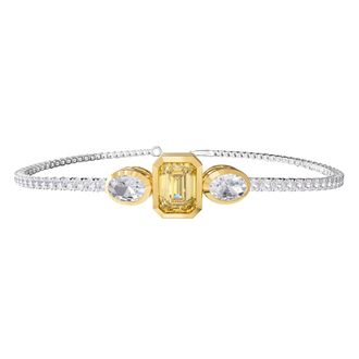 Diamond2Deal 14k Two-tone Gold 4.8 Ct Radiant CutLab Grown Diamond Bracelet 7 VVS-VS