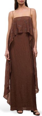 Staud Valencia Crinkle Beaded Dress in Cedar at Nordstrom, Size 10