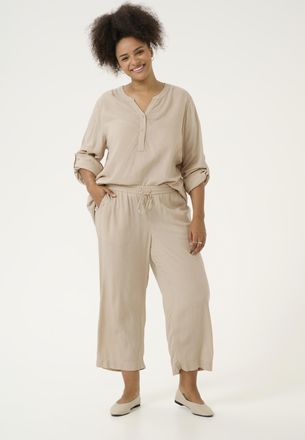 Kaffe Curve Casual broek Loose fit Feather Gray beige