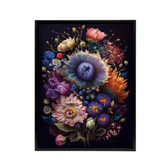 Artery8 Flower Bouquet Floral Framed Canvas Wall Art Print | Size: W24 x H32