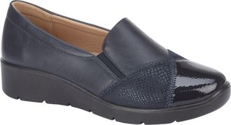 Jo & Joe Ladies Stylish Wedge Comfort Shoe with Twin Zips & Delicate Diamante Trims Sizes 4-8 (Navy 3, UK Footwear Size System, Adult, Women, Numeric, Medium, 