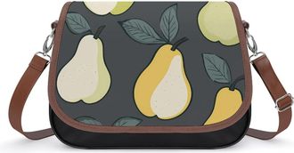 Generic Cute Pears Pattern Crossbody Bags for Women Fashion Leather Shoulder Handbags With Adjustable Strap