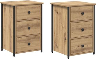 vidaXL Bedside Cabinet with Drawer Brown Solid Reclaim Wood vidaXL