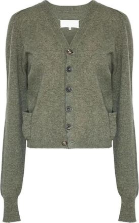 Maison Margiela Wollen Cardigan met V-hals - Dames - Vesten - Groen - M - Wol - Truien & Vesten