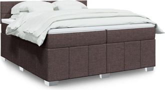 vidaXL Vidaxl - Cama Box Spring Con Colch&oacute;n Tela Marr&oacute;n Oscuro 200x200 Cm
