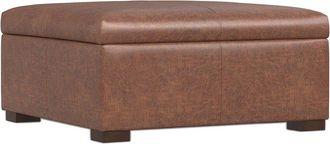 Simpli Home Gabbie 36In Contemporary Square Coffee Table Storage Ottoman