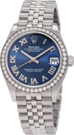Rolex Datejust 31 Bright Blue Dial Automatic Ladies 18kt White Gold Watch 278384BLRJ