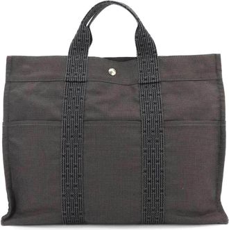 Herm&egrave;s Gray Canvas Tote Bag (Pre-Owned)