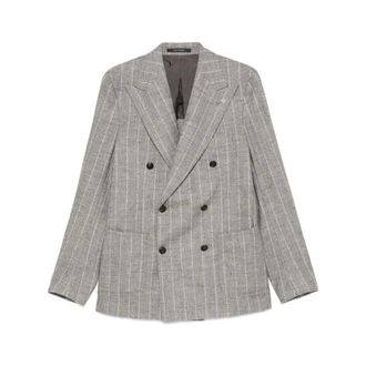 Tagliatore Blazers, male, Gray, Size: 2XL Double-Breasted Jacket