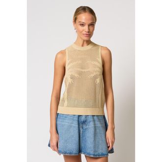 Central Park West Eden Palm Tree Mesh Shell in Sand at Nordstrom, Size X-Small