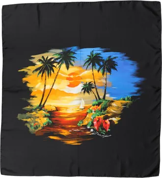 Dolce & Gabbana Black Tropical Sunset Square Foulard Womens Scarf