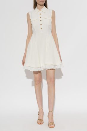 Self Portrait Dress With Lace Trim, Womens, Cream