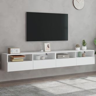 Berkfield Home TV Wall Cabinets 2 pcs White 100x30x30 cm Engineered Wood | Size: 100 x 30 x 30 cm