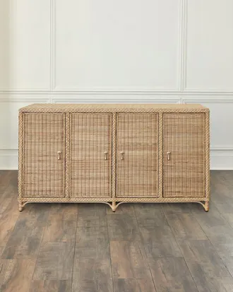 Worlds Away Evander Rattan 4-Door Buffet