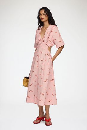 Ganni Pink Dress in Cotton - Size 32 Organic