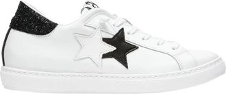 2Star Glitter Wit Leren Lage Sneakers - Dames - Sneakers - Wit - 36 EU - Leer - Schoenen