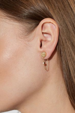 Tory Burch Logo Earrings, Womens, Gold