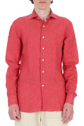 Borriello Red Pure Linen Casual Shirt