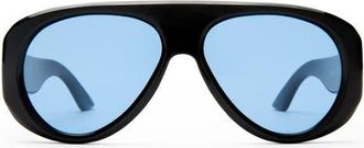 Le Specs Dream Boat 57mm Aviator Sunglasses in Black /Blue Mono at Nordstrom