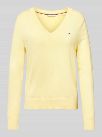 Tommy Hilfiger Strickpullover mit gerippten Abschl&uuml;ssen in GELB, Gr&ouml;&szlig;e XS
