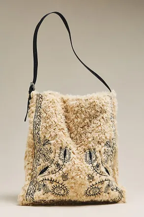 Melie Bianco Annie Faux Shearling Hobo Tote Bag
