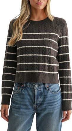 All in Favor Striped Cable Knit Sweater in Brown Cream Stripe at Nordstrom, Size X-Large