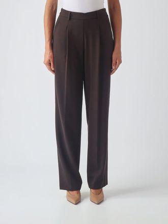 Twinset Pantaloni a gamba larga in cr&ecirc;pe a vita alta con pince