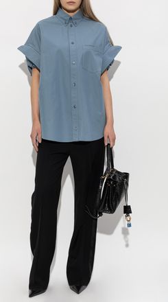 Balenciaga Shirt With Pocket, Womens, Blue