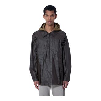 Christophe Lemaire Rain Jackets, male, Brown, Size: XL Hooded Waxed Jacket