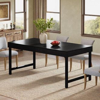 Tribesigns Tribesigns Farmhouse Dining Table for 4-6 People, 55 Inches Industrial Rectangular Kitchen Dinner Table with Heavy-Duty Metal Legs for Home, Dining
